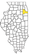 Illinois Counties Map highlighting Will County 